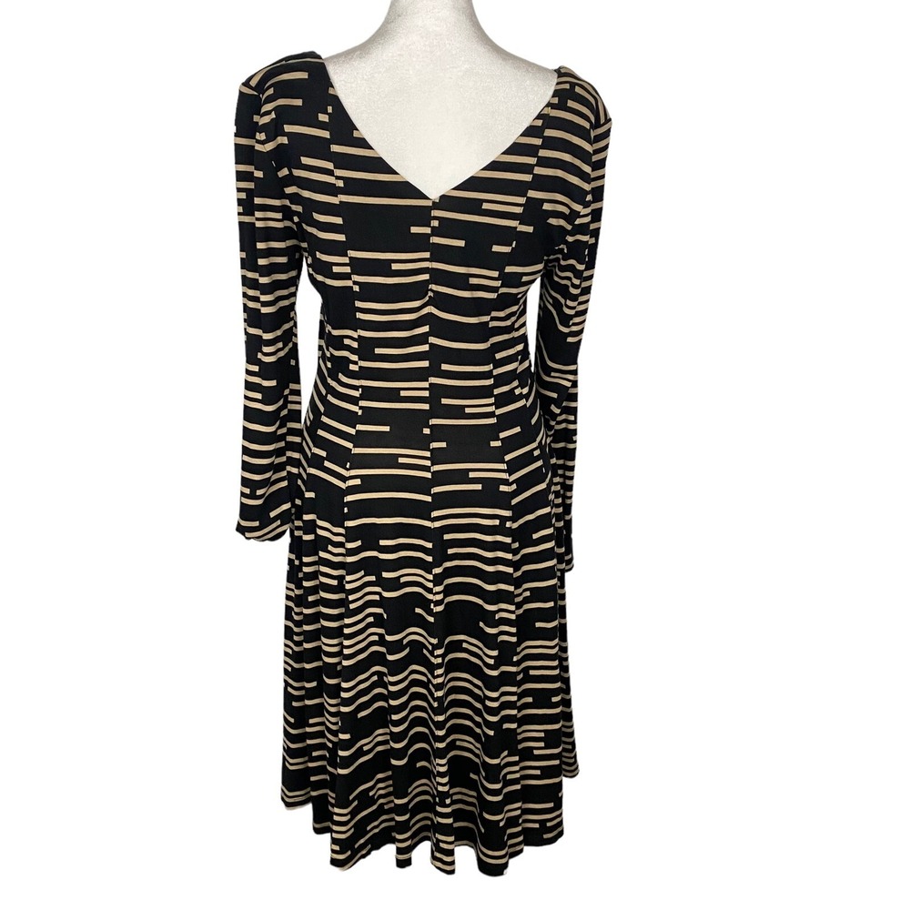 Anthropologie HD IN PARIS Women Saraid Dress V Neck Sz M Black Tan 68-23